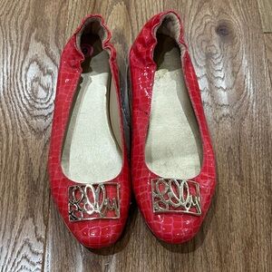 Lilly Pulitzer Datk Pink Vintagr Ballet Flats with Gold Accent 9